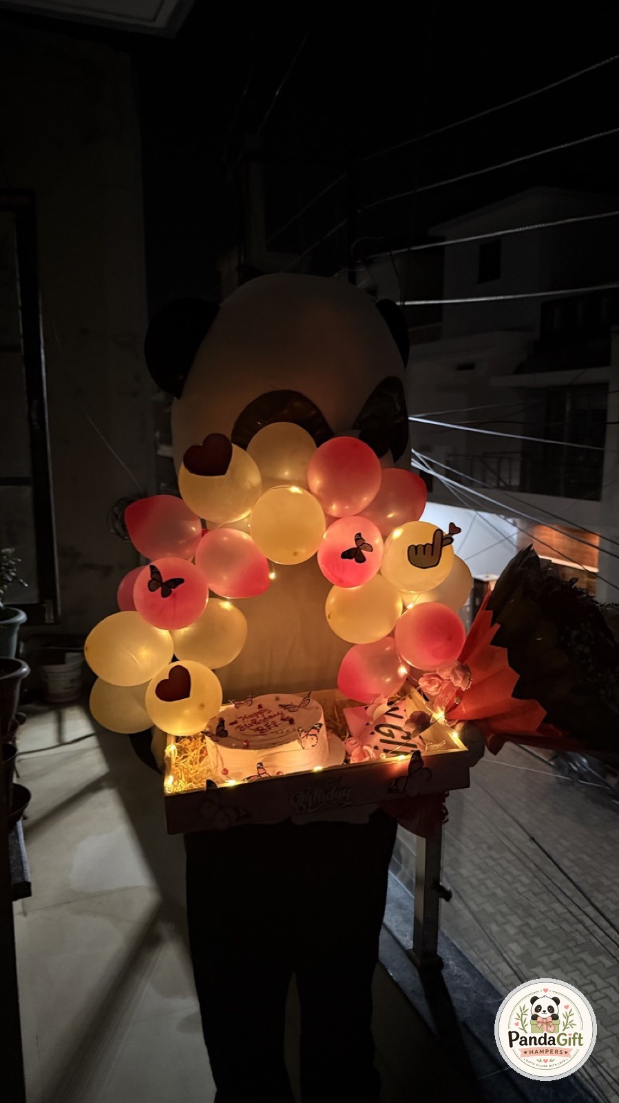Live Panda Mascot Doorstep Entry